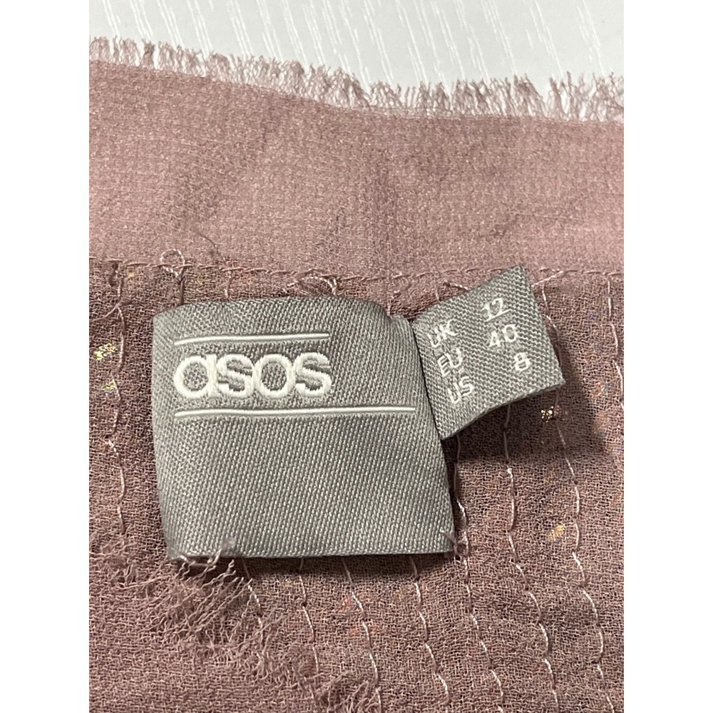 Sparkling ASOS Sequin Cami Top‎ Pink Mauve V Neck Spaghetti Strap Women size 8 - Picture 5 of 8